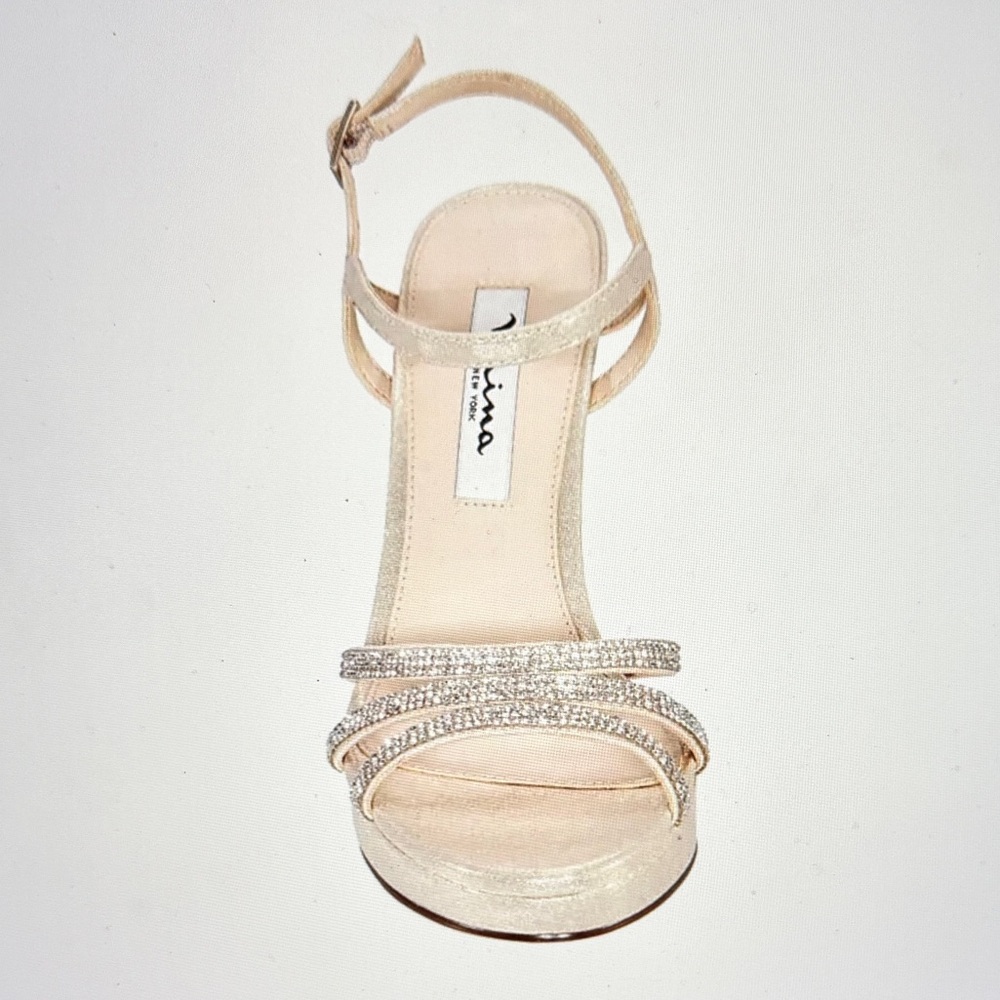Nina Women's Saralyn Silver Platform Block Evening Sandals NWOT - Picture 4 of 14